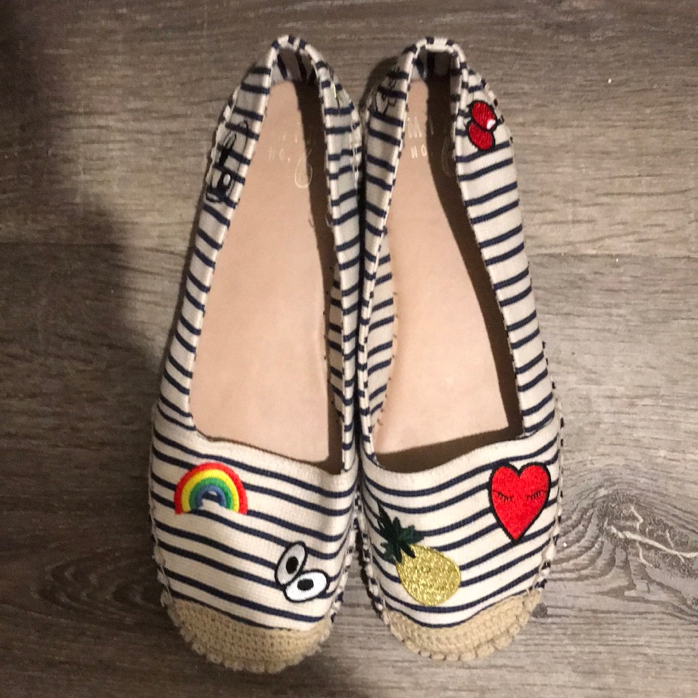 MIX NO. 6 blue and white striped flat shoes